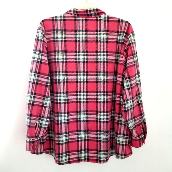 Riders by Lee Flannel Shirt Jacket Womens 2X Pink Plaid Plus Size Shacket - Picture 2 of 6